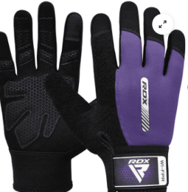 GYM WEIGHT LIFTING GLOVES W1 FULL PURPLE PLUS (size: L)