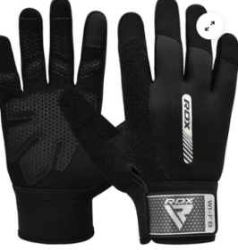 GYM WEIGHT LIFTING GLOVES W1 FULL BLACK PLUS (size: M)