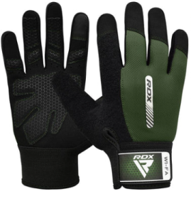 GYM WEIGHT LIFTING GLOVES W1 FULL ARMY GREEN PLUS (size: L)