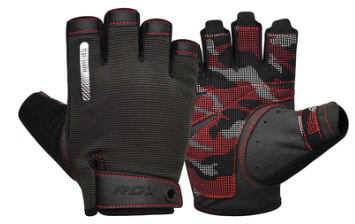 GYM TRAINING GLOVES T2 HALF RED (size: M)