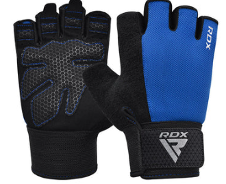 GYM WEIGHT LIFTING GLOVES W1 HALF BLUE PLUS (size: XL)