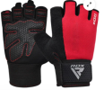 GYM WEIGHT LIFTING GLOVES W1 HALF RED PLUS