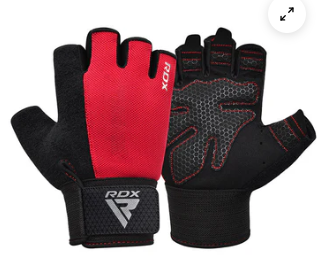 GYM WEIGHT LIFTING GLOVES W1 HALF RED PLUS (size: S)