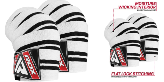 GYM KNEE WRAPS (Color: WHITE/ BLACK NEW)