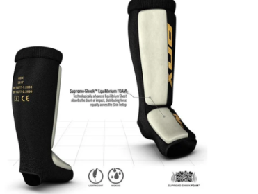 HOSIERY SHIN INSTEP FOAM BLACK/GOLD (size: XL)