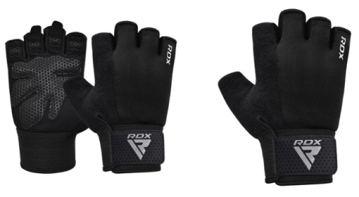 GYM WEIGHT LIFTING GLOVES W1 HALF BLACK (size: L)