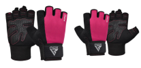 GYM WEIGHT LIFTING GLOVES W1 HALF PINK PLUS