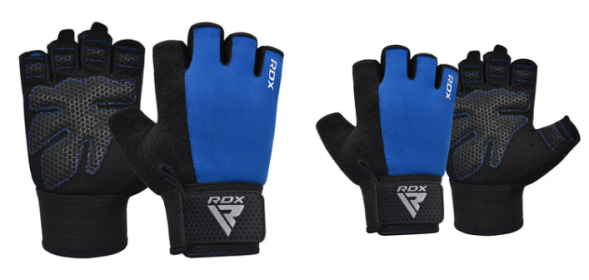 GYM WEIGHT LIFTING GLOVES W1 HALF BLUE (size: L)