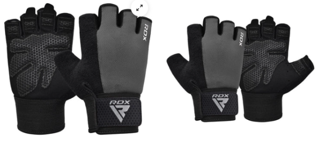 GYM WEIGHT LIFTING GLOVES W1 HALF GRAY (size: L)