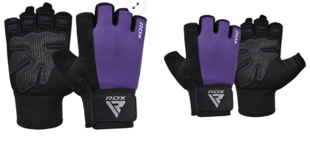 GYM WEIGHT LIFTING GLOVES W1 HALF PURPLE PLUS (size: L)