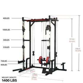 Power cage with LAT PullDown and Weight Storage Rack Optional Weight Bench, 1400 lb Capacity Power Rack for Home and Garage Gyms (Color: as Pic)